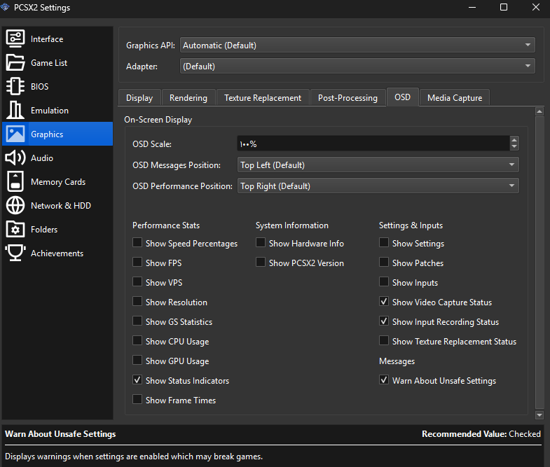 تفعيل OSD في PCSX2