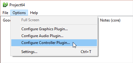 إعدادات التحكم في Project64