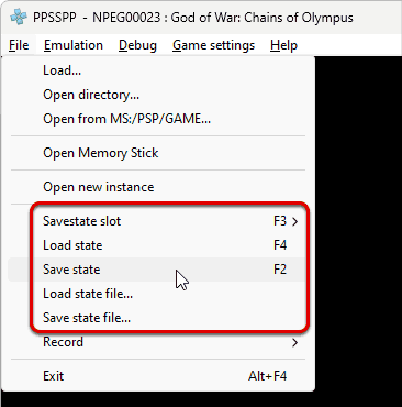 خانات الحفظ في PPSSPP