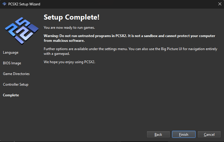 إعدادات التحكم في PCSX2